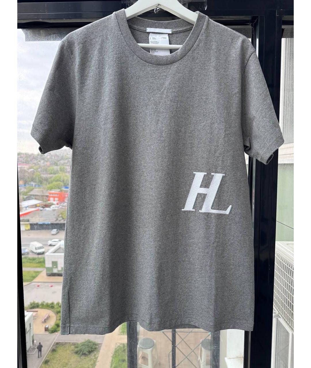 HELMUT LANG Серая хлопковая футболка, фото 5