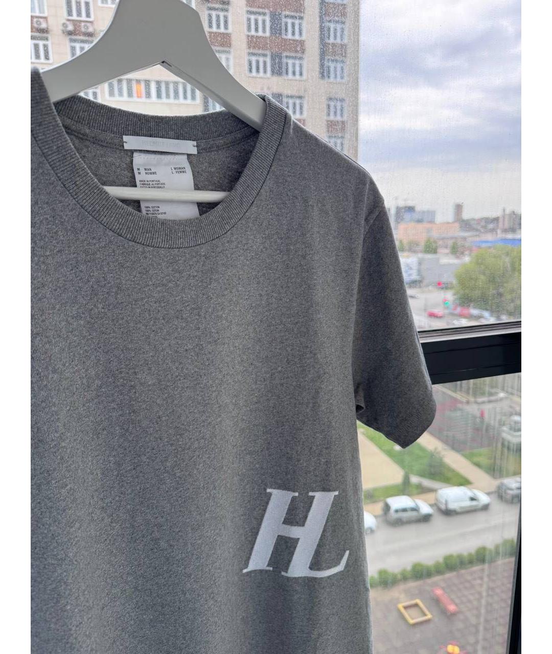 HELMUT LANG Серая хлопковая футболка, фото 4