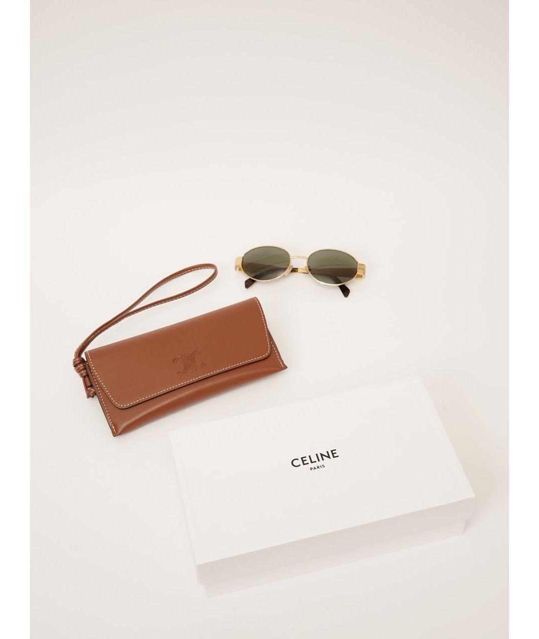 CELINE Золотые металлические солнцезащитные очки, фото 3