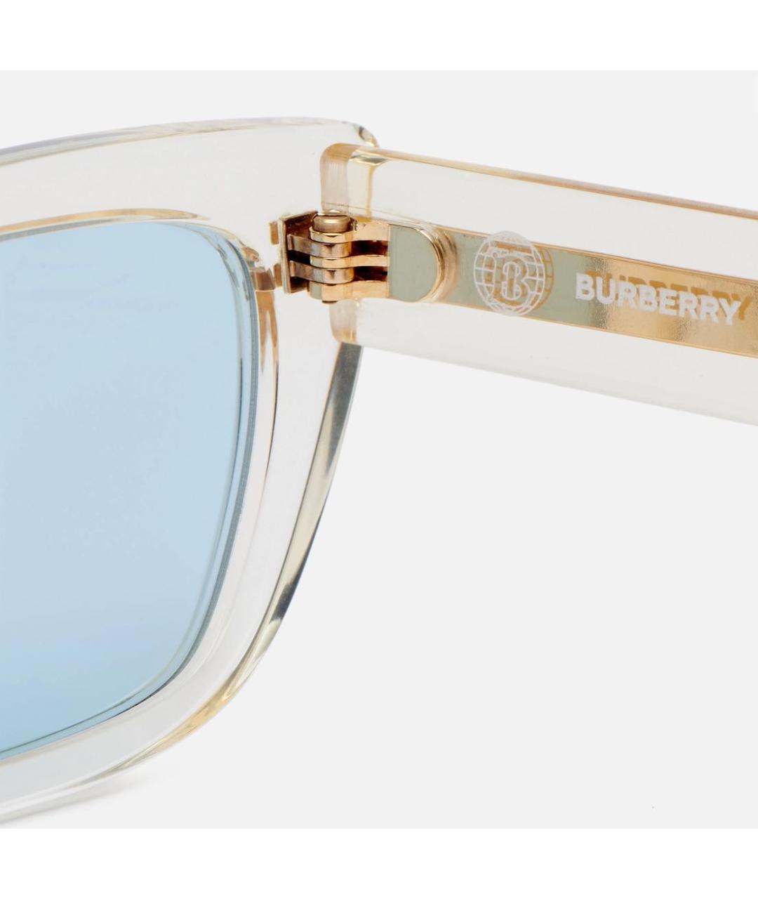 BURBERRY Бежевые пластиковые солнцезащитные очки, фото 4