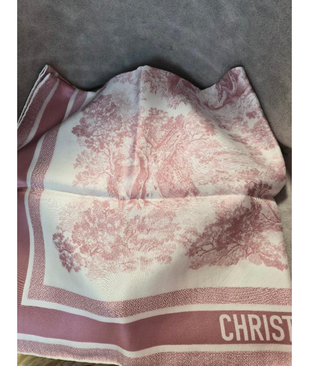 CHRISTIAN DIOR Розовый шелковый платок, фото 7