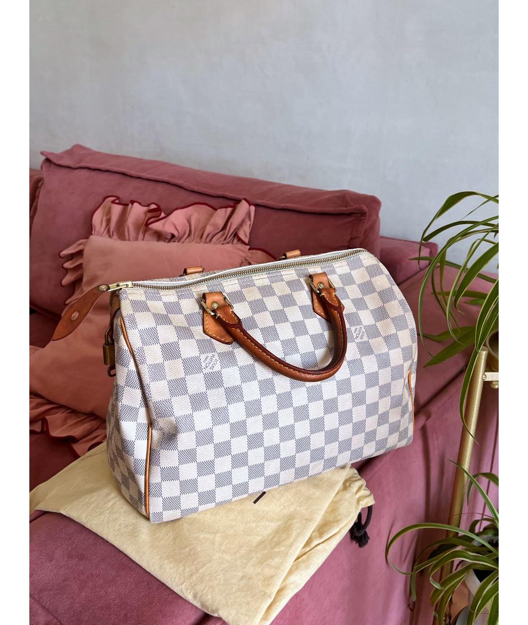 LOUIS VUITTON Бежевая кожаная сумка тоут, фото 3