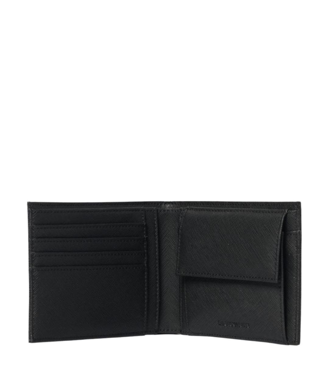 EMPORIO ARMANI Черный кожаный кошелек, фото 2