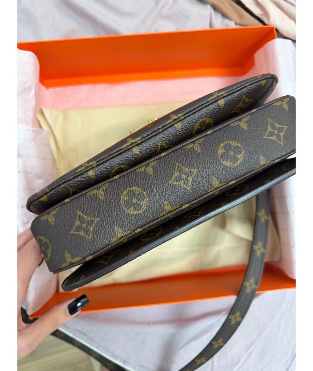 LOUIS VUITTON Коричневая кожаная сумка через плечо, фото 3