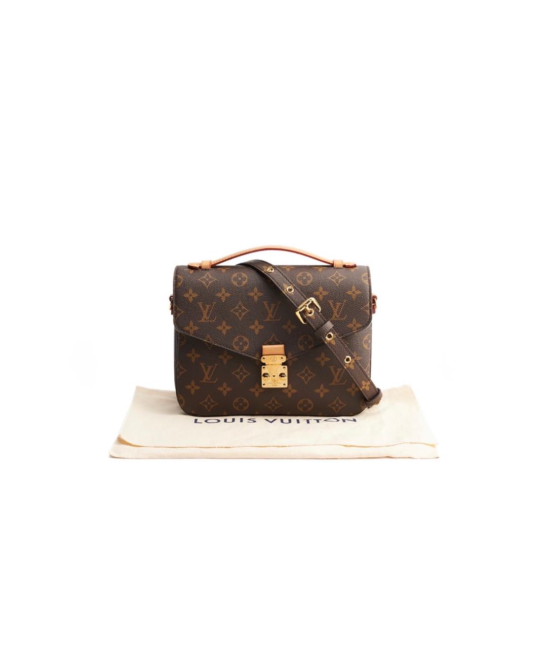 LOUIS VUITTON Коричневая кожаная сумка через плечо, фото 9