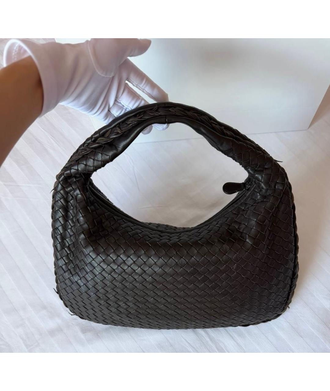 BOTTEGA VENETA Коричневая кожаная сумка с короткими ручками, фото 3