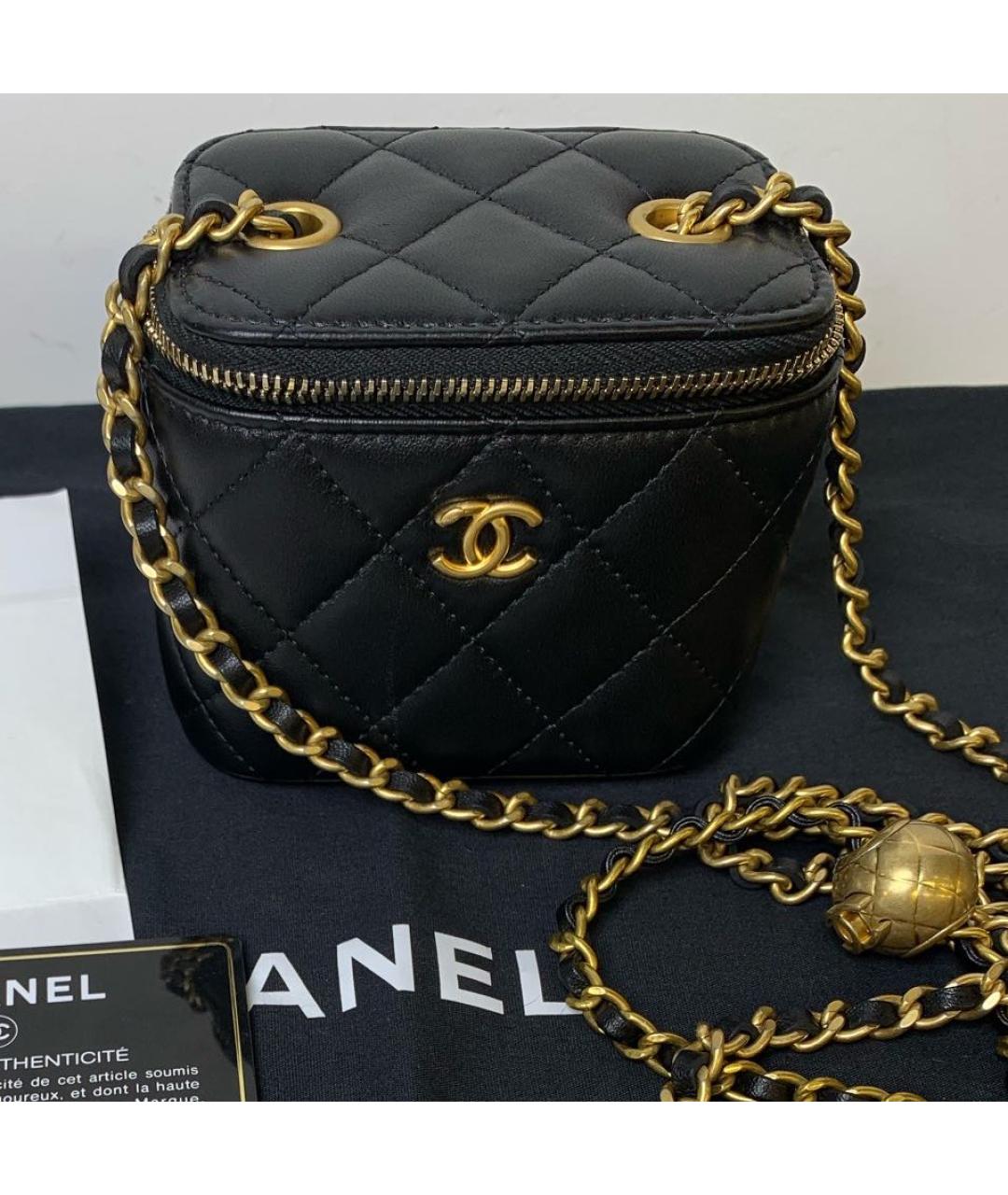 CHANEL Черная кожаная сумка через плечо, фото 8