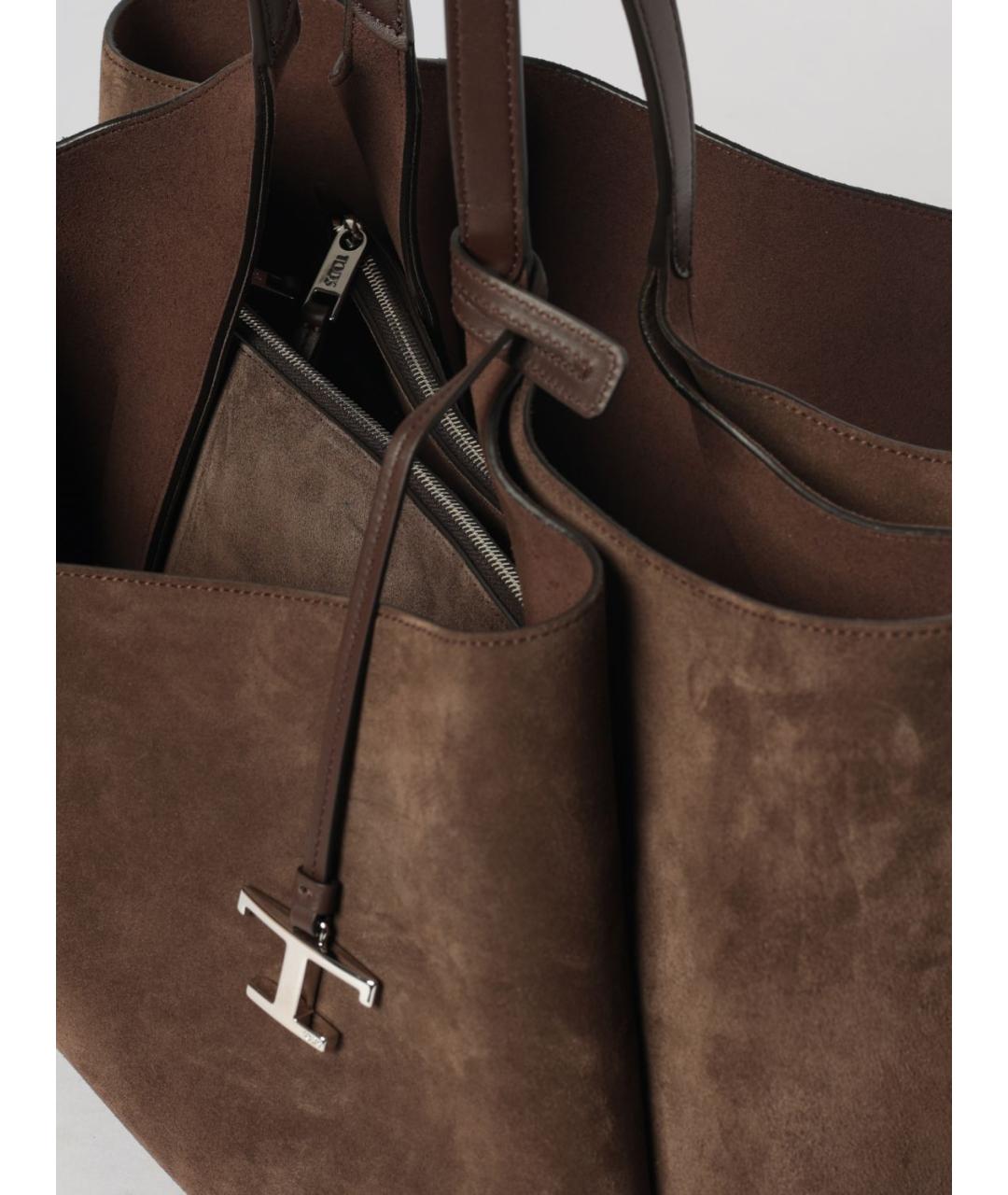 TOD'S Коричневая замшевая сумка тоут, фото 5