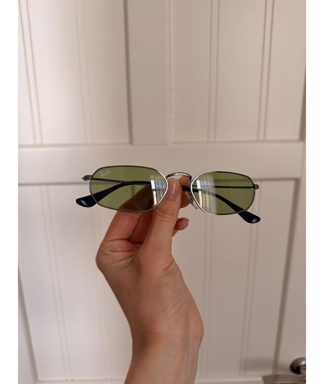 RAY BAN Серебряные металлические солнцезащитные очки, фото 8