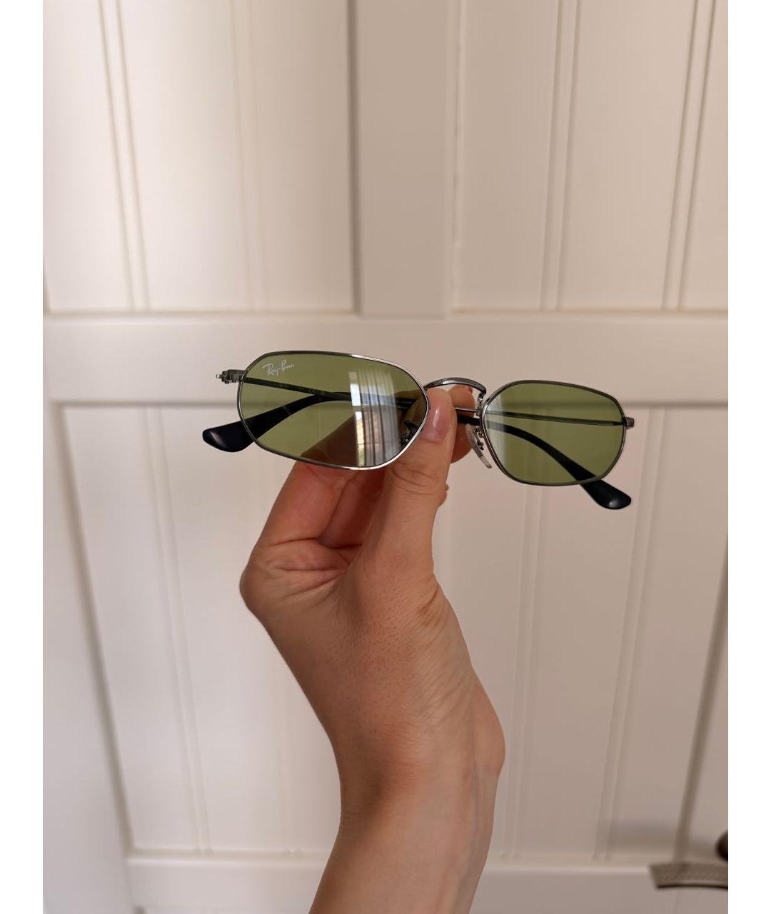 RAY BAN Серебряные металлические солнцезащитные очки, фото 2