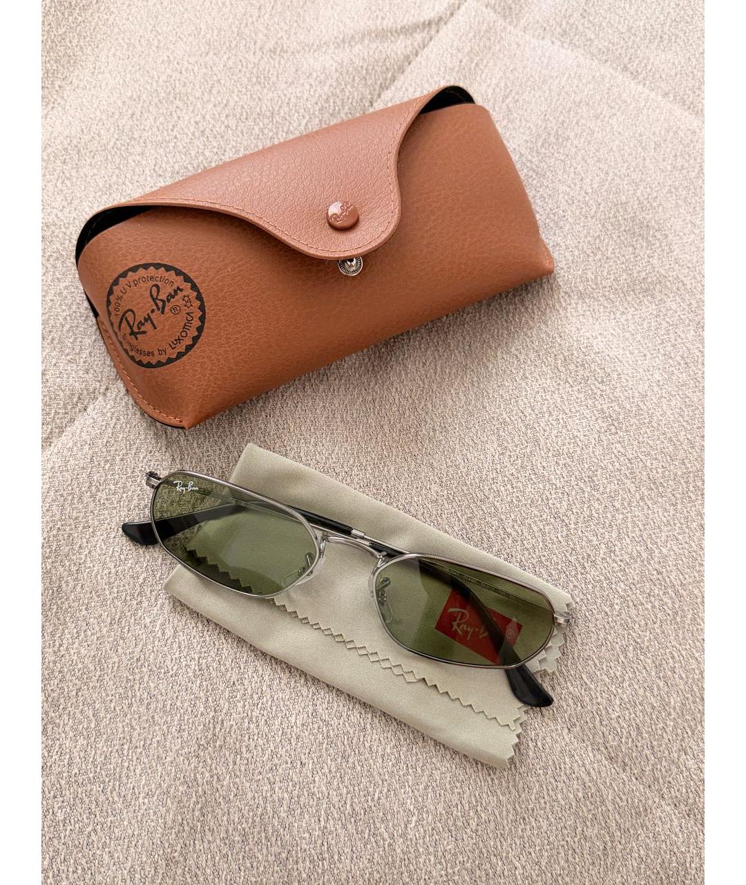 RAY BAN Серебряные металлические солнцезащитные очки, фото 4