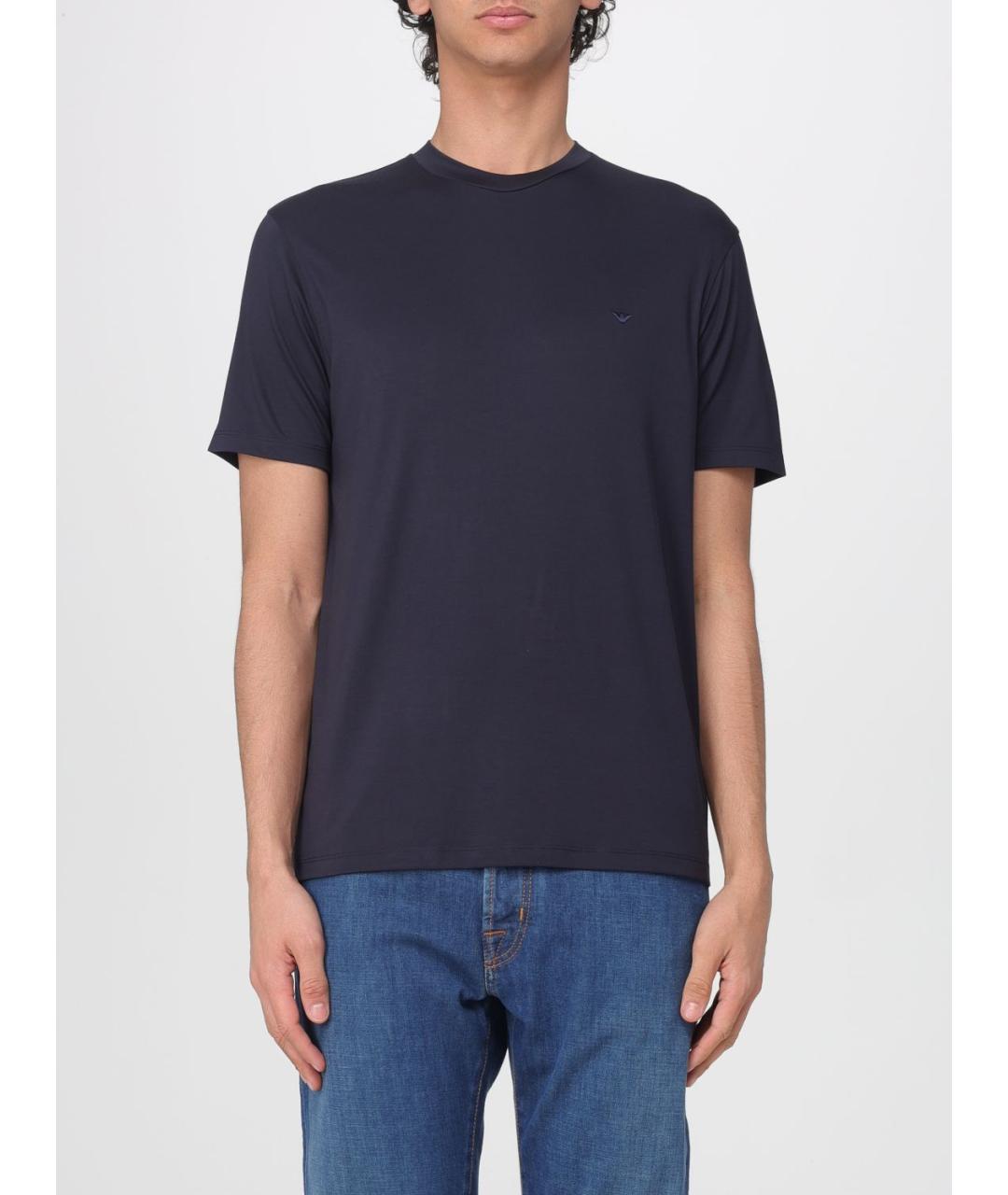 EMPORIO ARMANI Синяя хлопковая футболка, фото 1