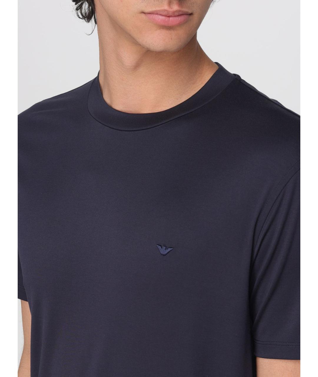 EMPORIO ARMANI Синяя хлопковая футболка, фото 3