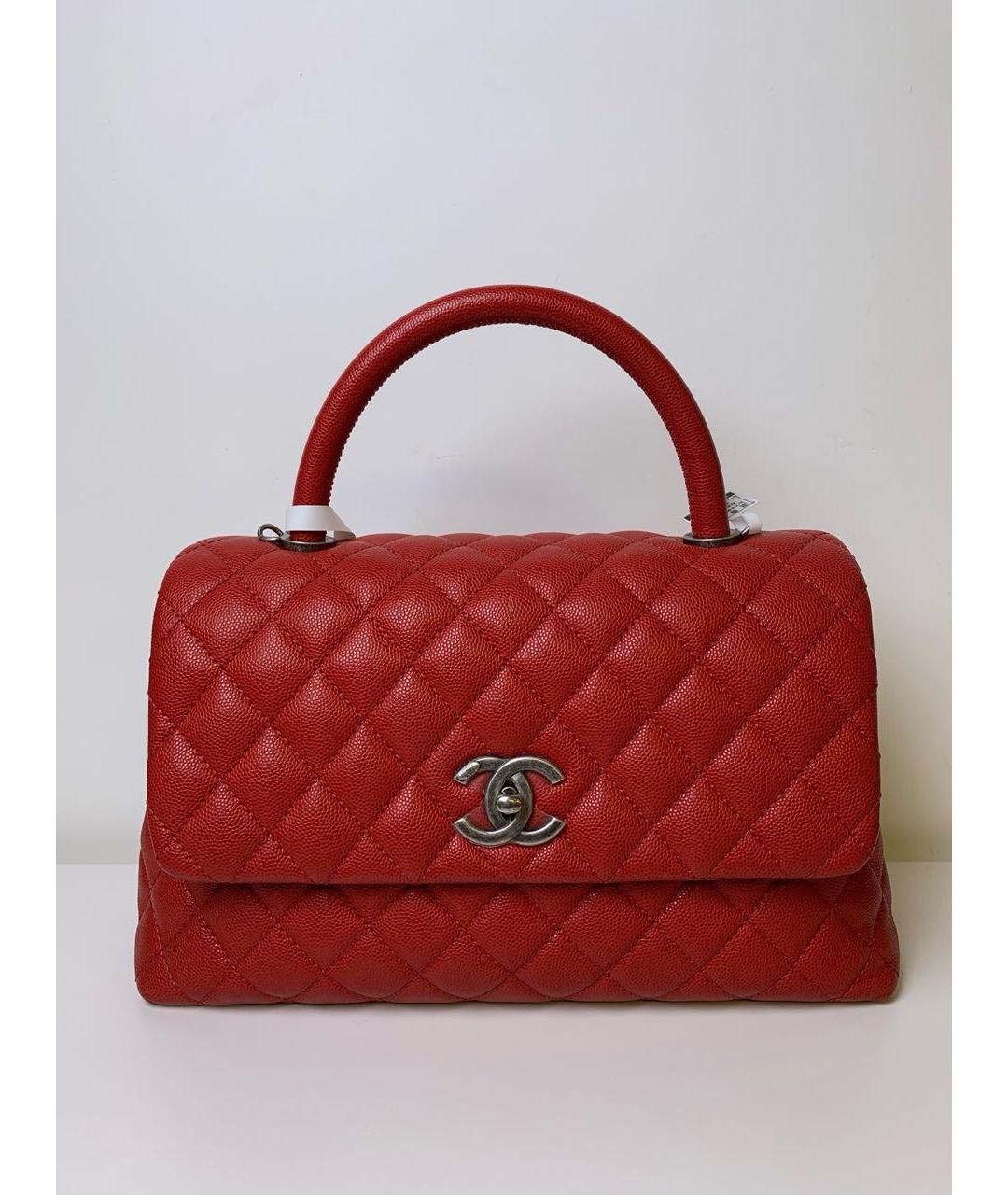CHANEL Красная кожаная сумка с короткими ручками, фото 9