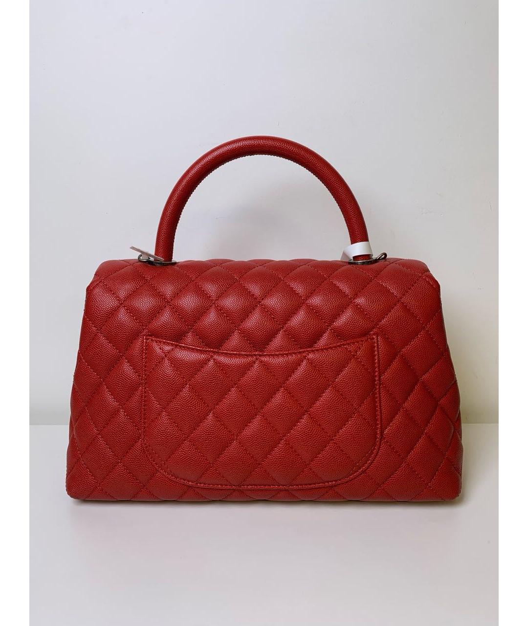 CHANEL Красная кожаная сумка с короткими ручками, фото 3