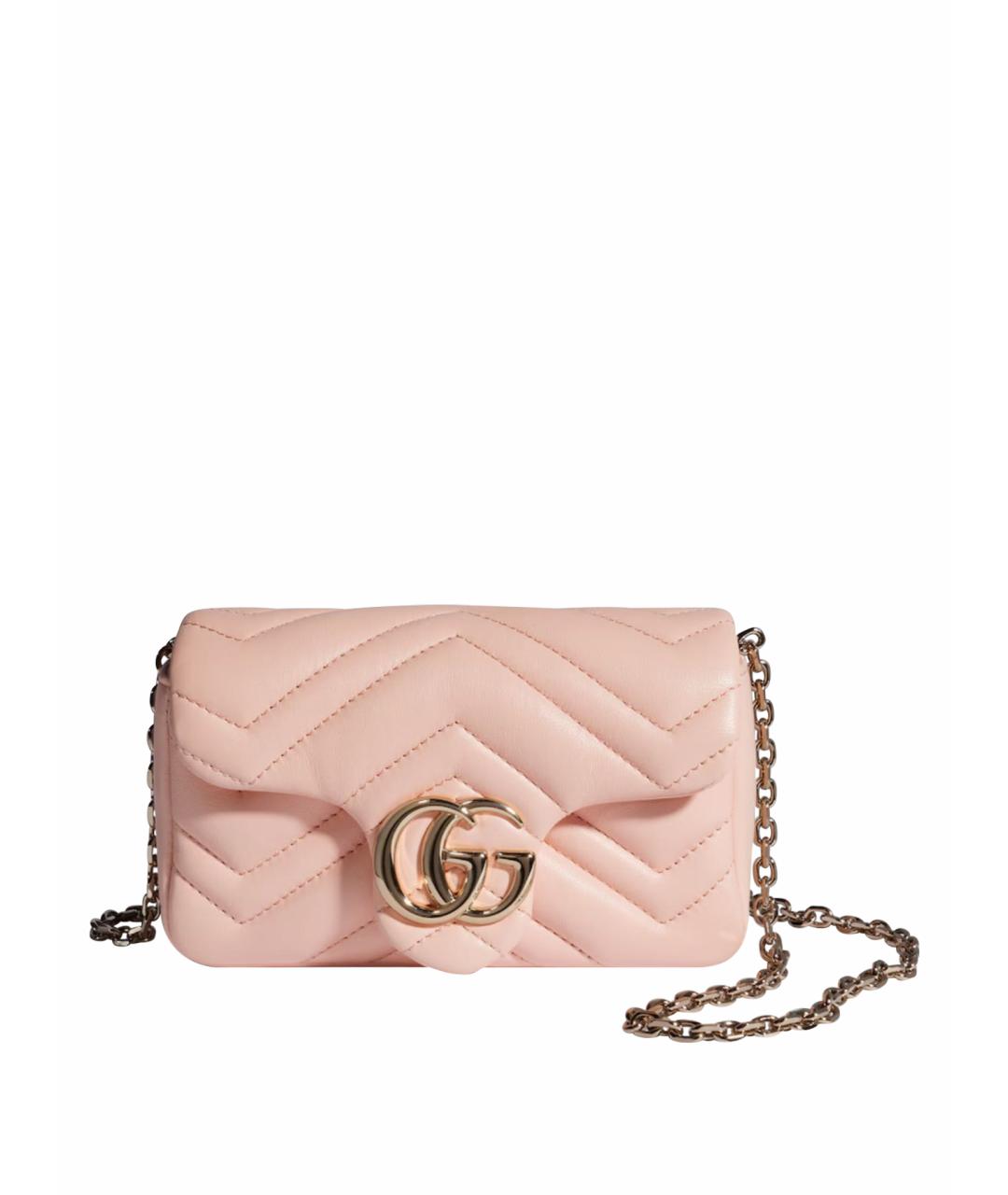 GUCCI Розовая кожаная сумка с короткими ручками, фото 1