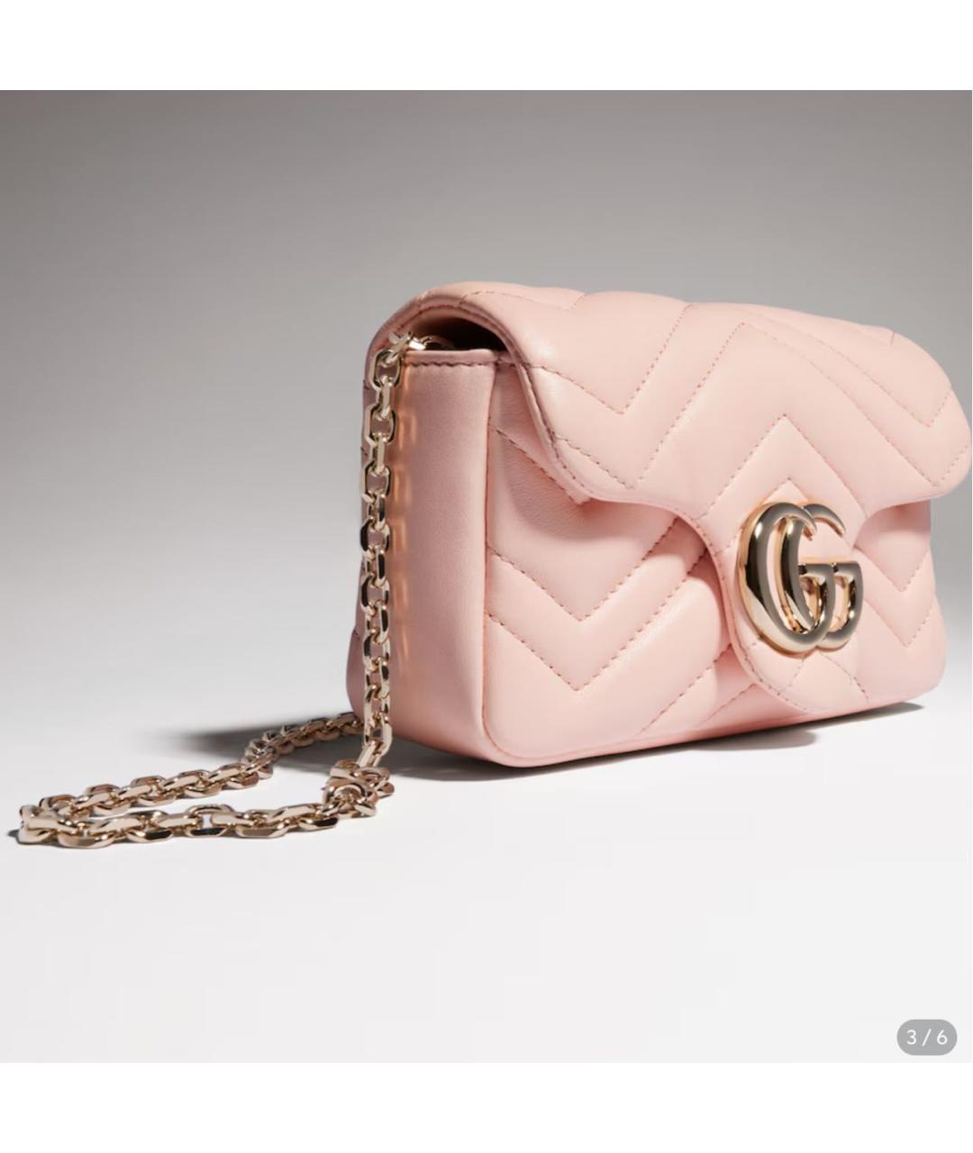 GUCCI Розовая кожаная сумка с короткими ручками, фото 2