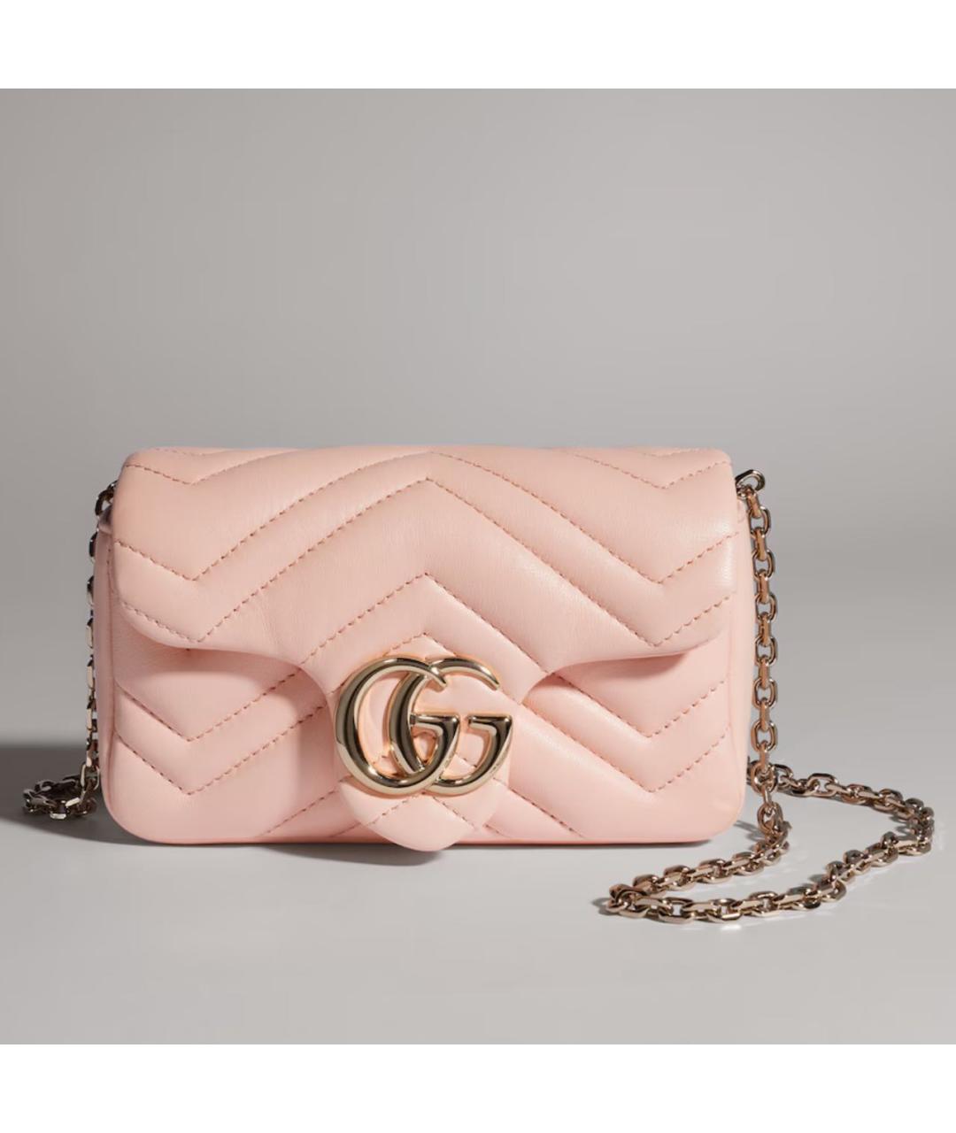 GUCCI Розовая кожаная сумка с короткими ручками, фото 5