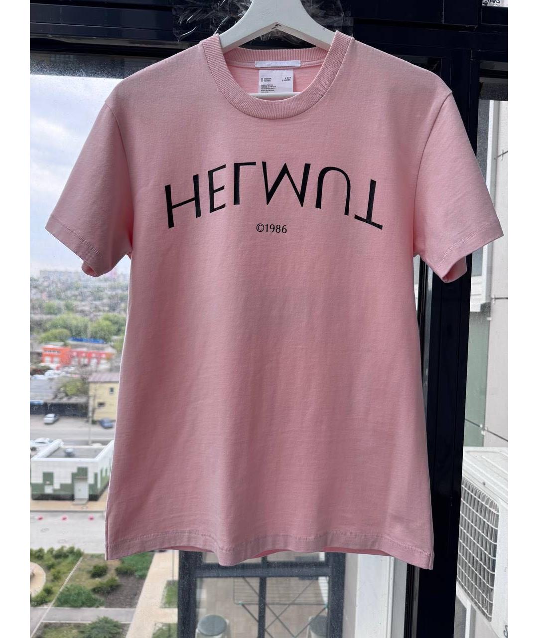 HELMUT LANG Розовая хлопковая футболка, фото 5