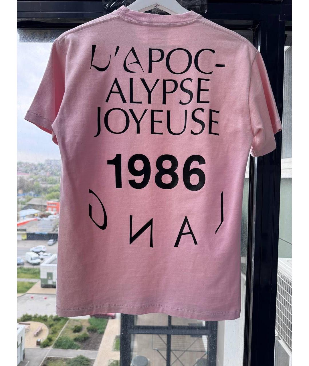 HELMUT LANG Розовая хлопковая футболка, фото 2