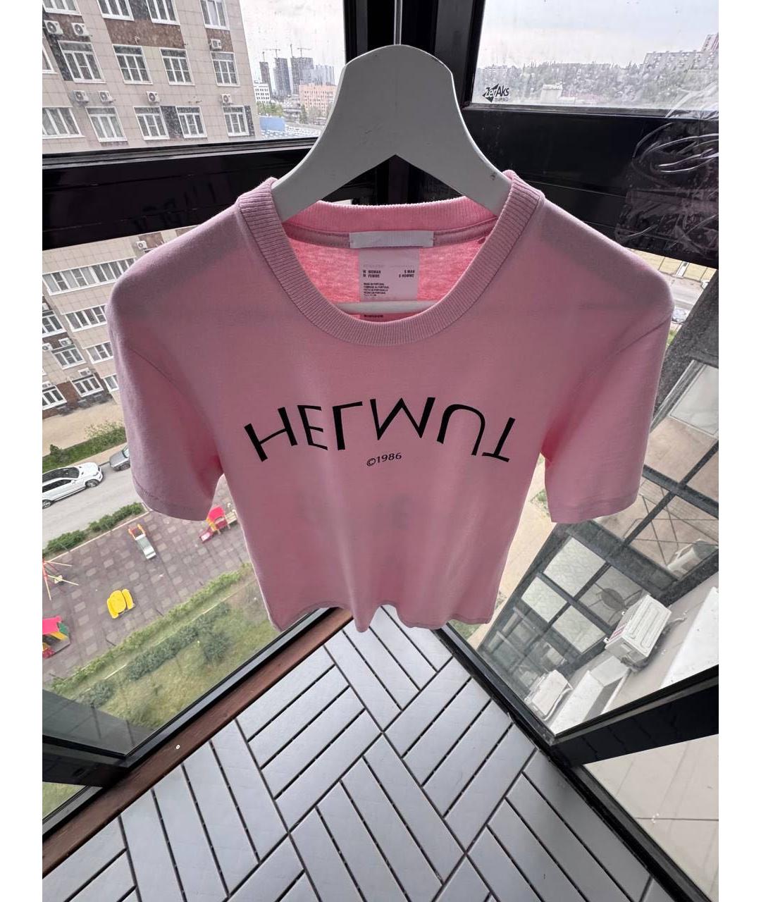 HELMUT LANG Розовая хлопковая футболка, фото 3
