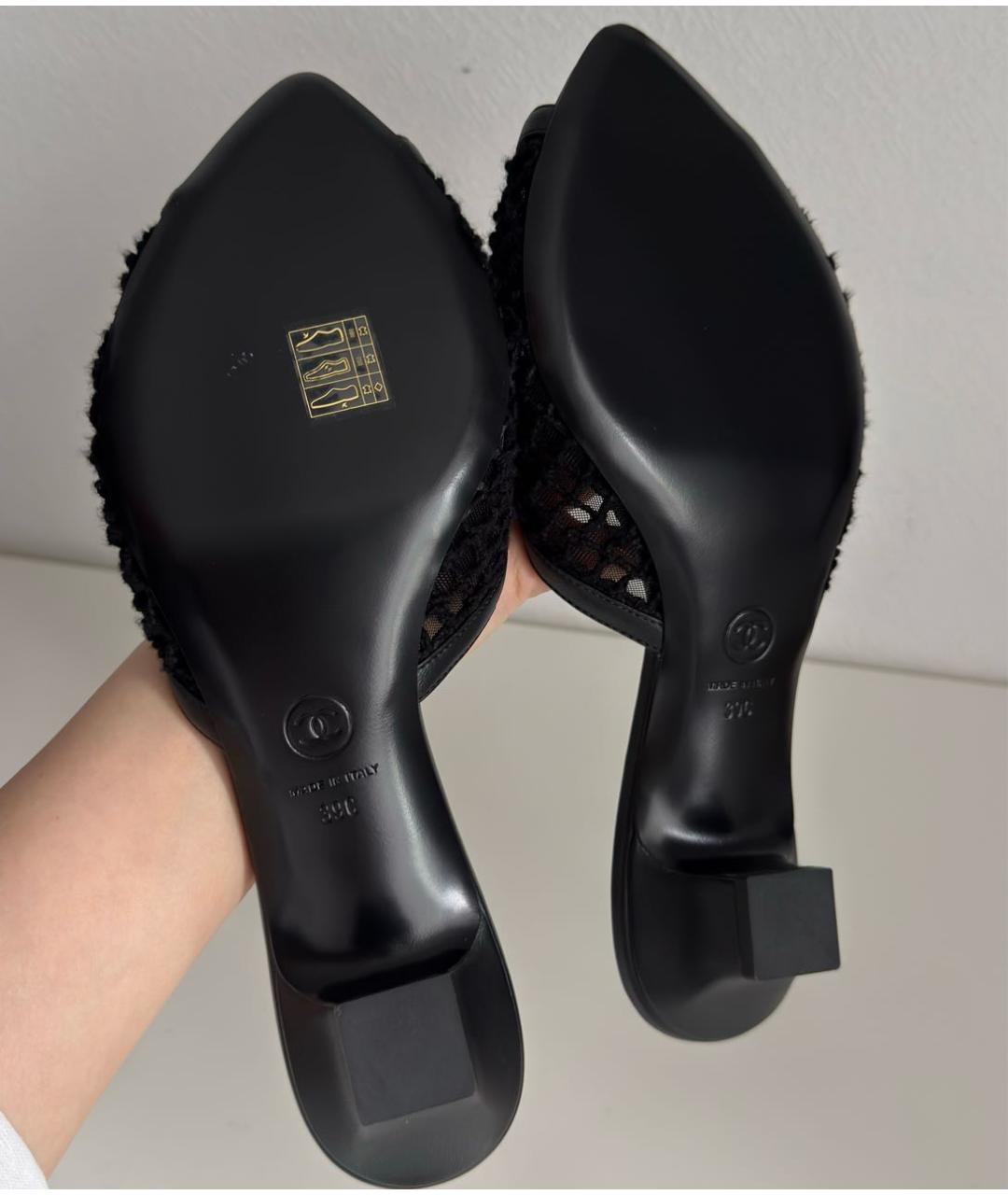 CHANEL Черные текстильные мюли, фото 6