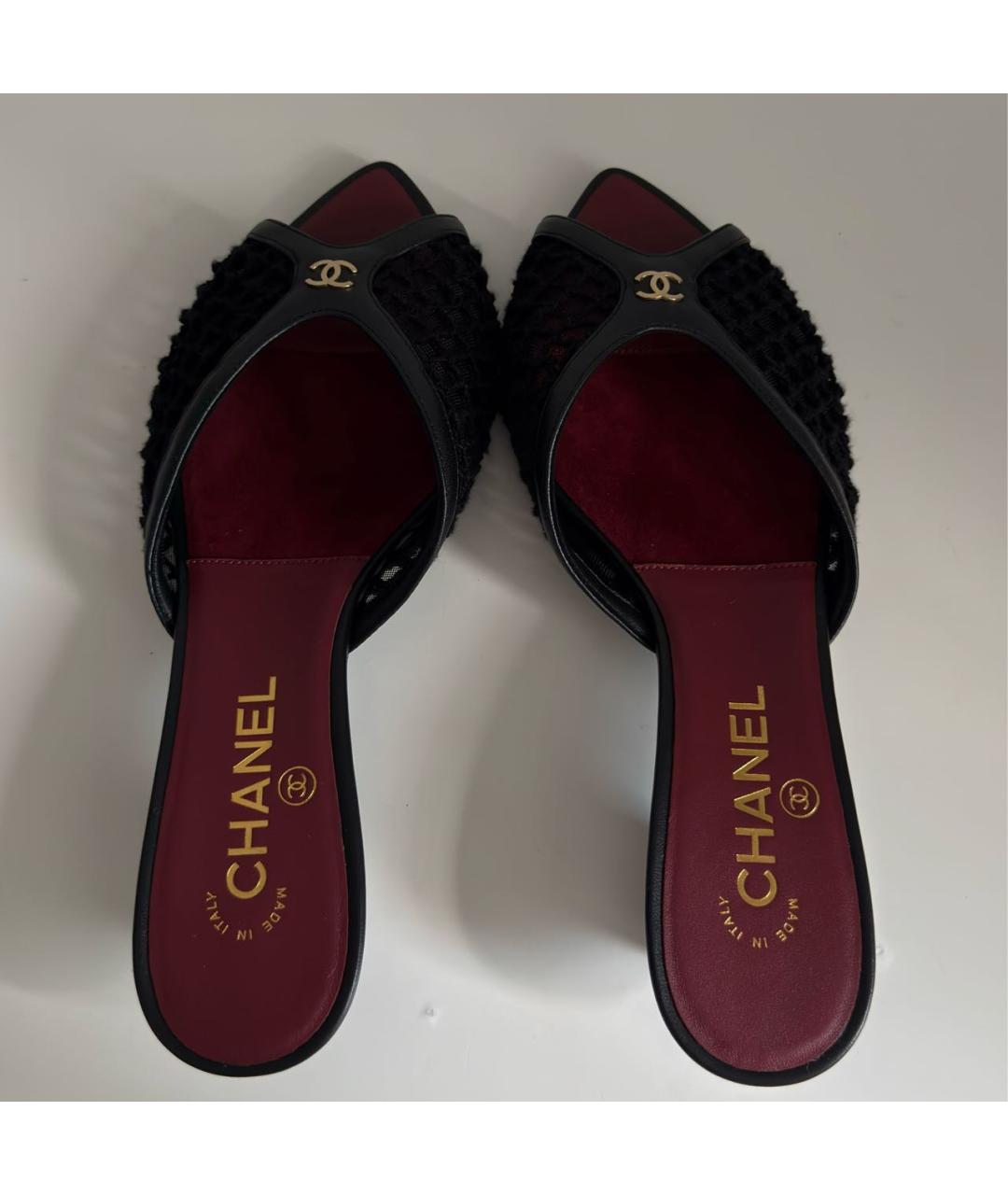 CHANEL Черные текстильные мюли, фото 3