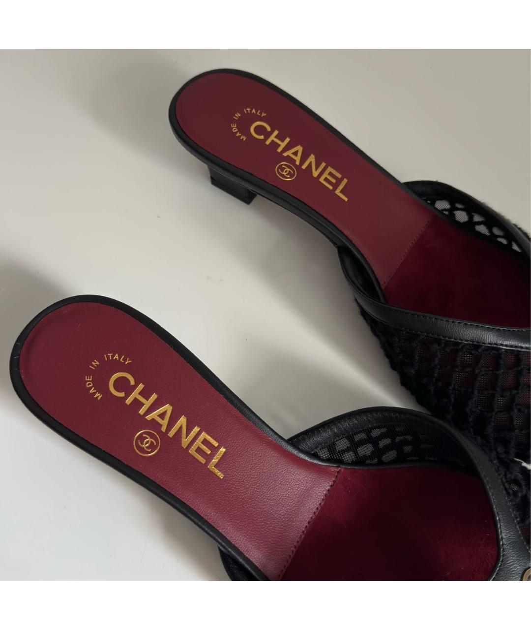 CHANEL Черные текстильные мюли, фото 8