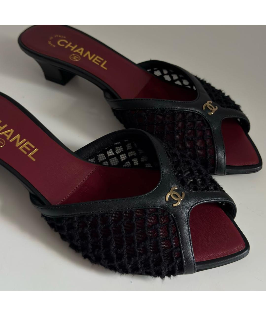 CHANEL Черные текстильные мюли, фото 7