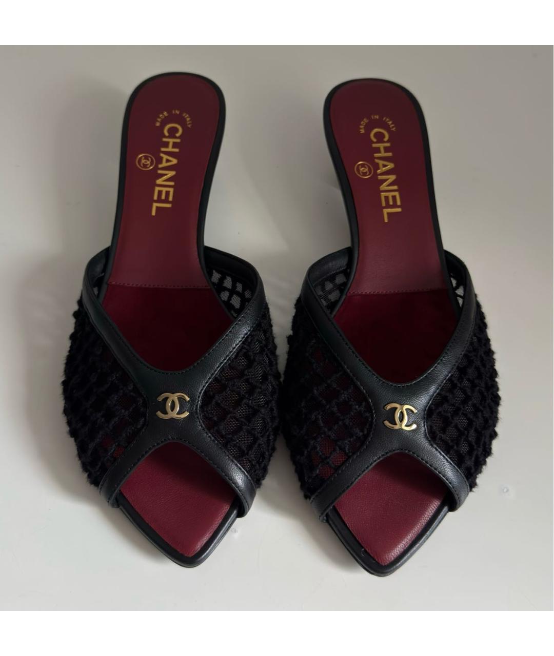 CHANEL Черные текстильные мюли, фото 2