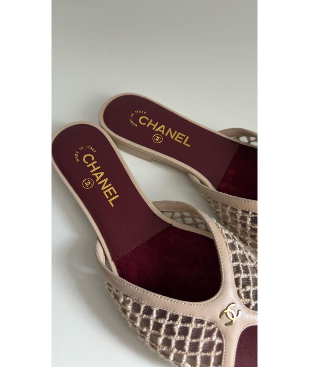 CHANEL Бежевые текстильные сандалии, фото 7