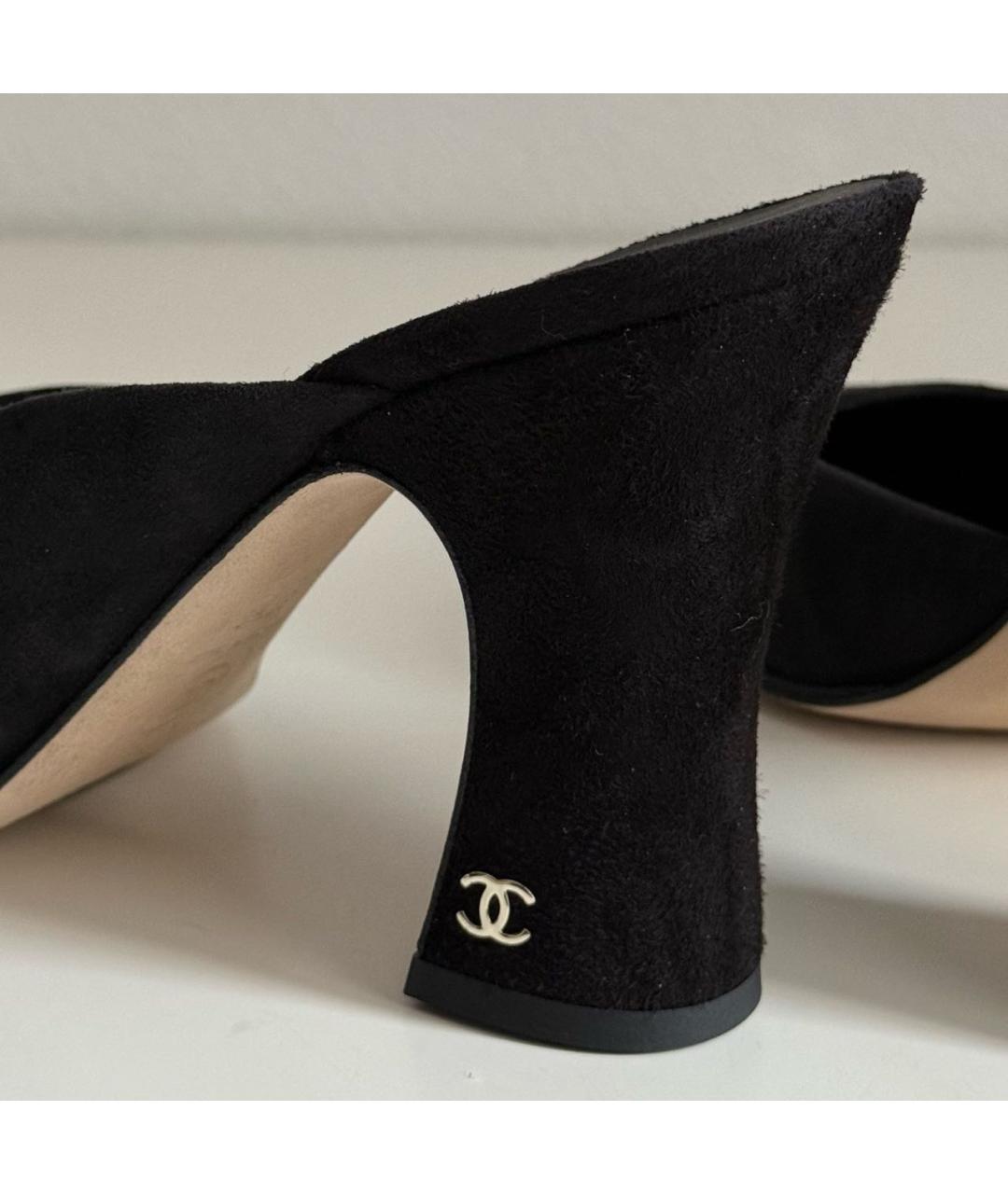 CHANEL Черные замшевые мюли, фото 7