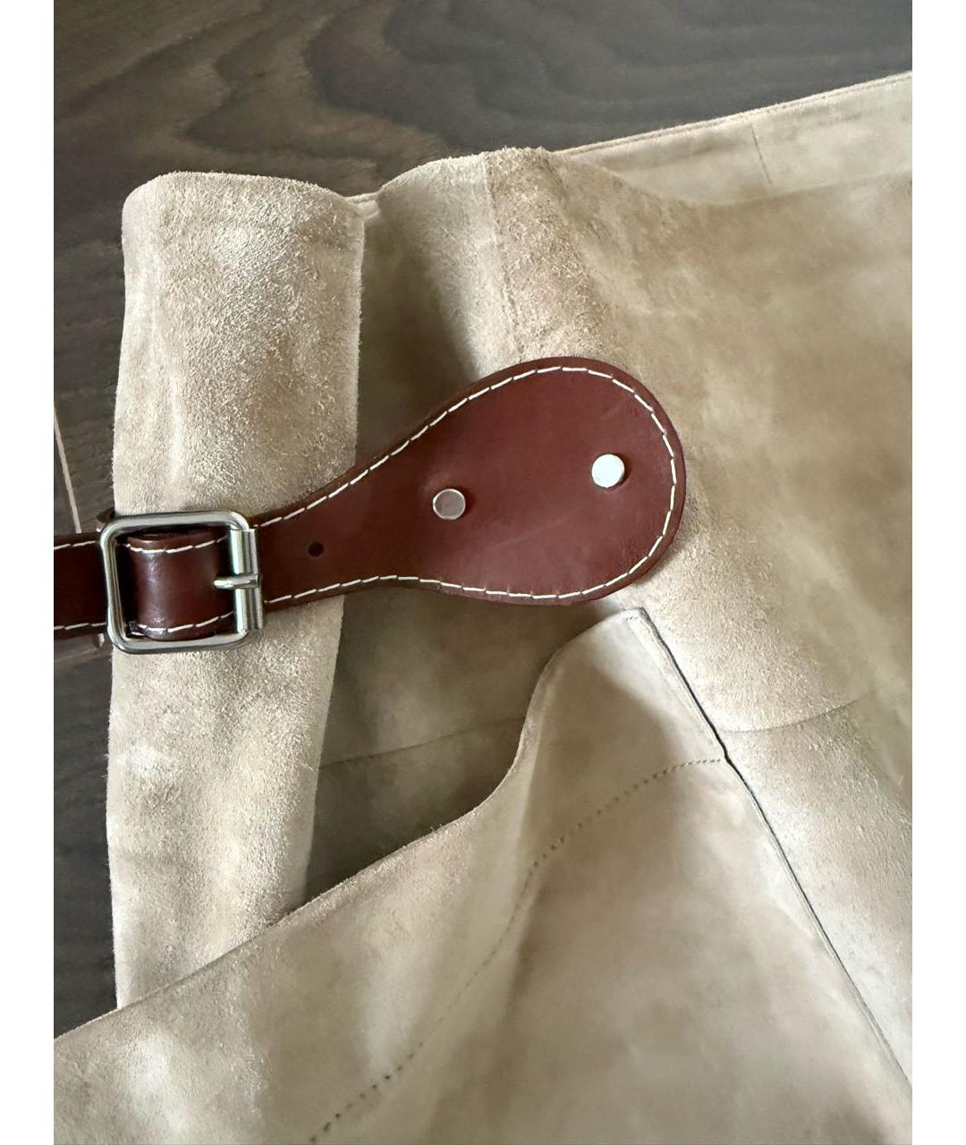 BOTTEGA VENETA Бежевая замшевая юбка миди, фото 3