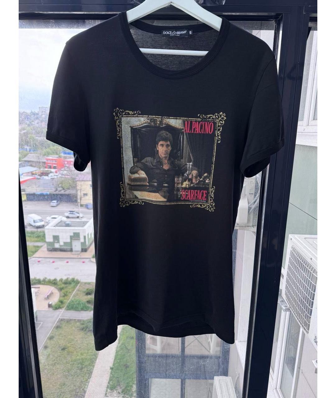 DOLCE&GABBANA Черная хлопковая футболка, фото 4