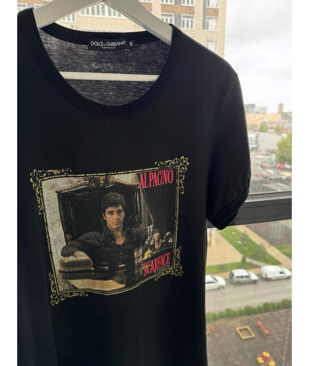 DOLCE&GABBANA Черная хлопковая футболка, фото 3