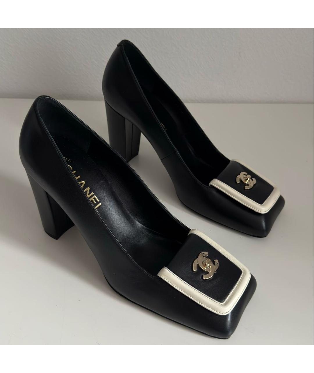 CHANEL Черные кожаные туфли, фото 5