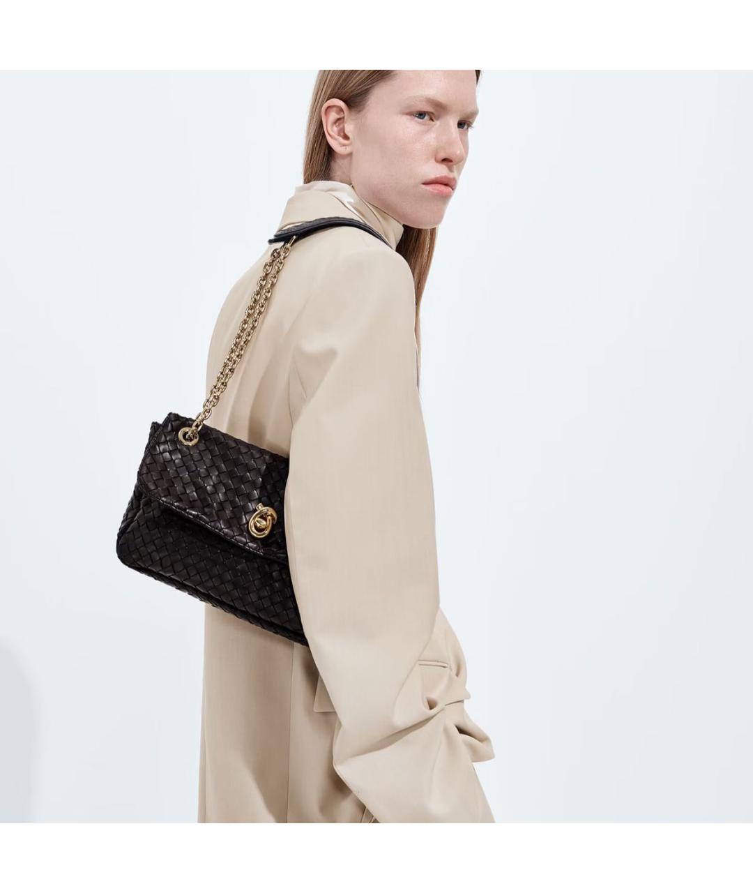 BOTTEGA VENETA Коричневая кожаная сумка через плечо, фото 2