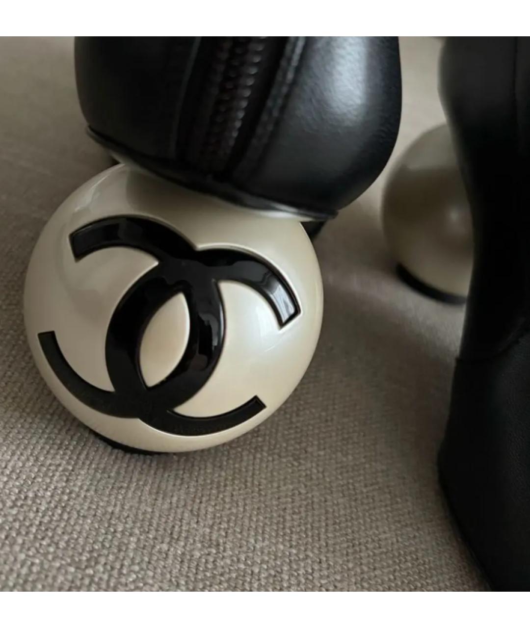 CHANEL Черные кожаные сапоги, фото 2