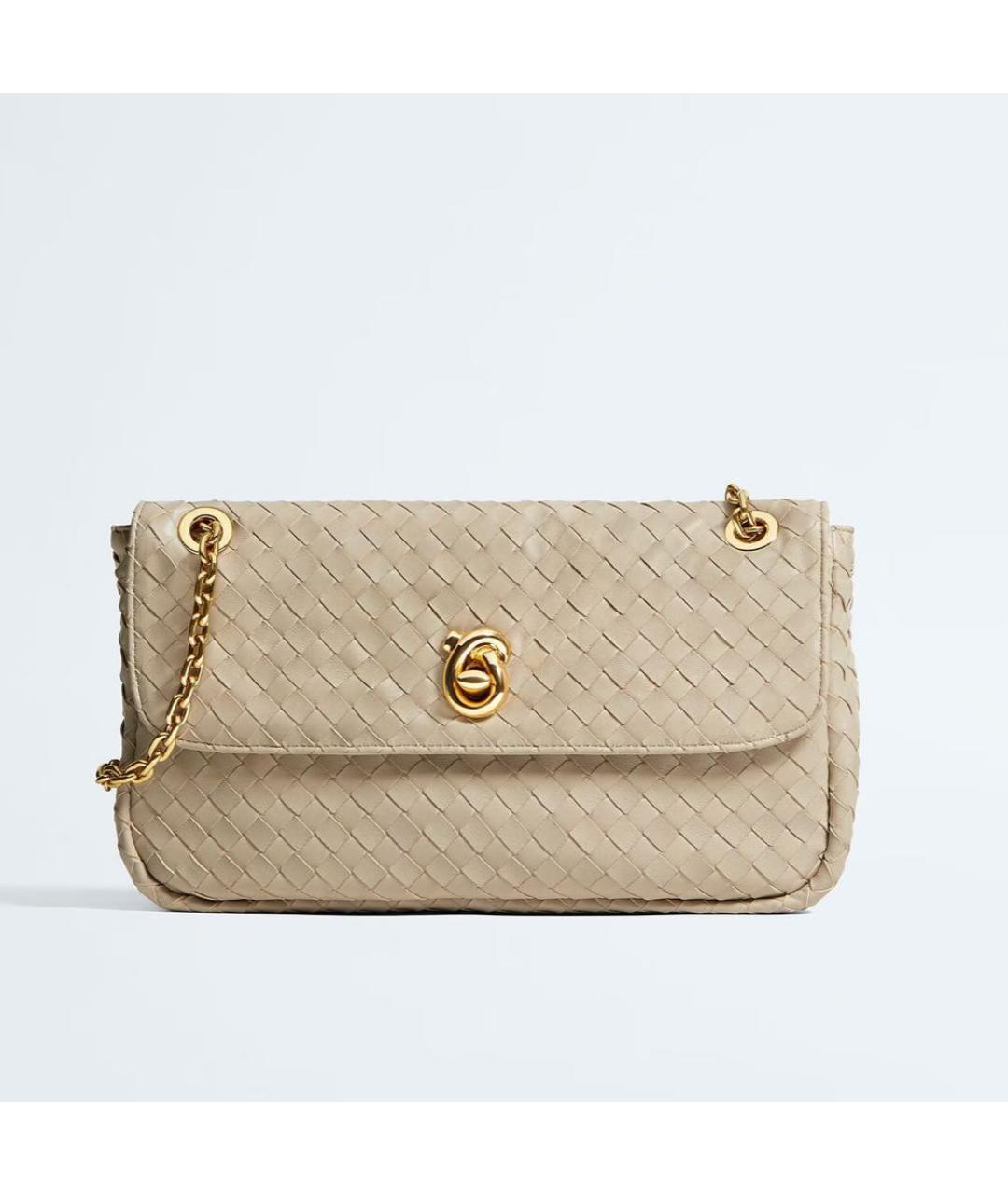 BOTTEGA VENETA Бежевая кожаная сумка с короткими ручками, фото 5