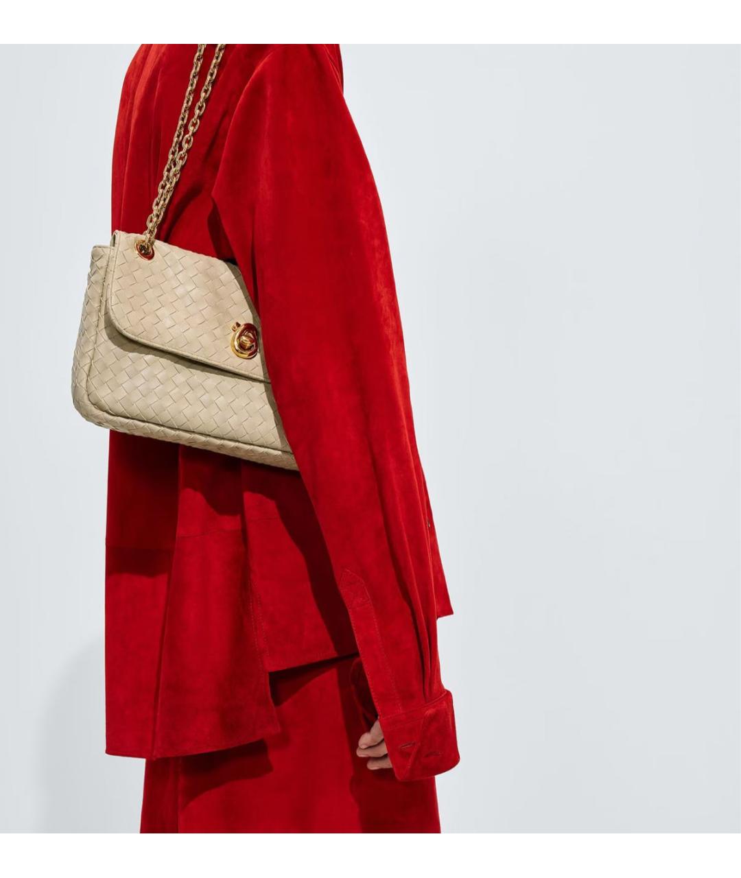 BOTTEGA VENETA Бежевая кожаная сумка с короткими ручками, фото 2