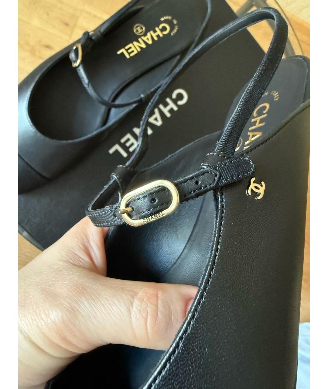 CHANEL Черные кожаные туфли, фото 7