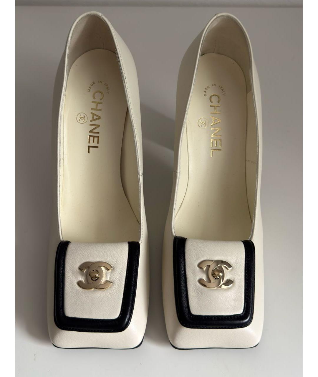 CHANEL Белые кожаные туфли, фото 2
