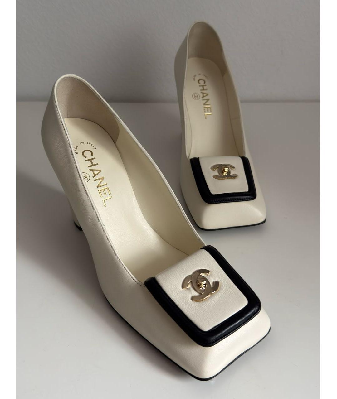 CHANEL Белые кожаные туфли, фото 5