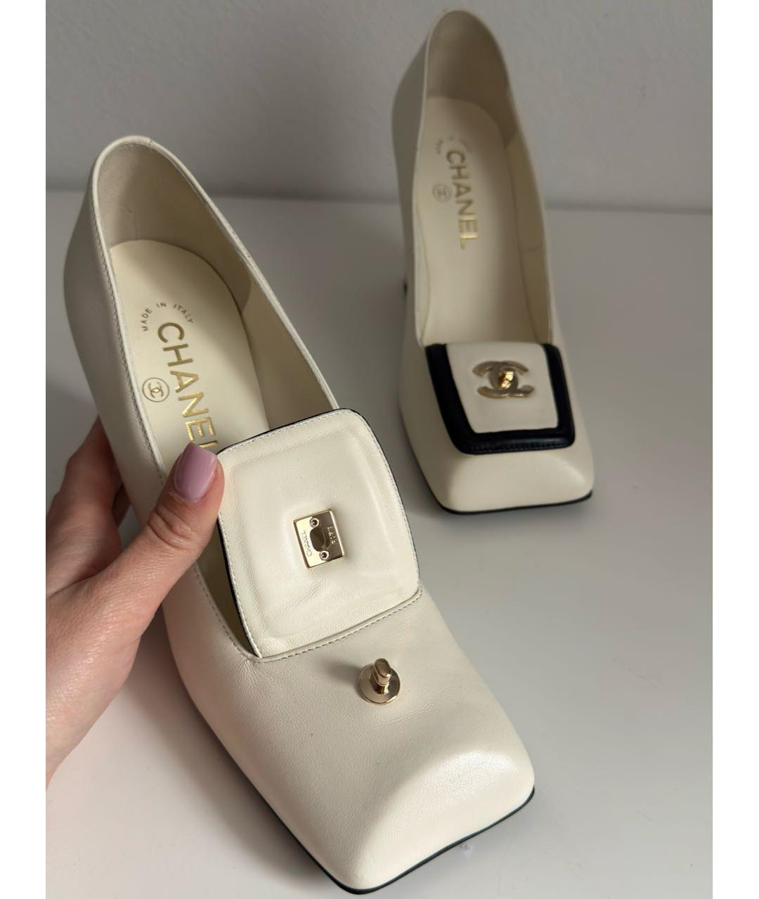CHANEL Белые кожаные туфли, фото 7