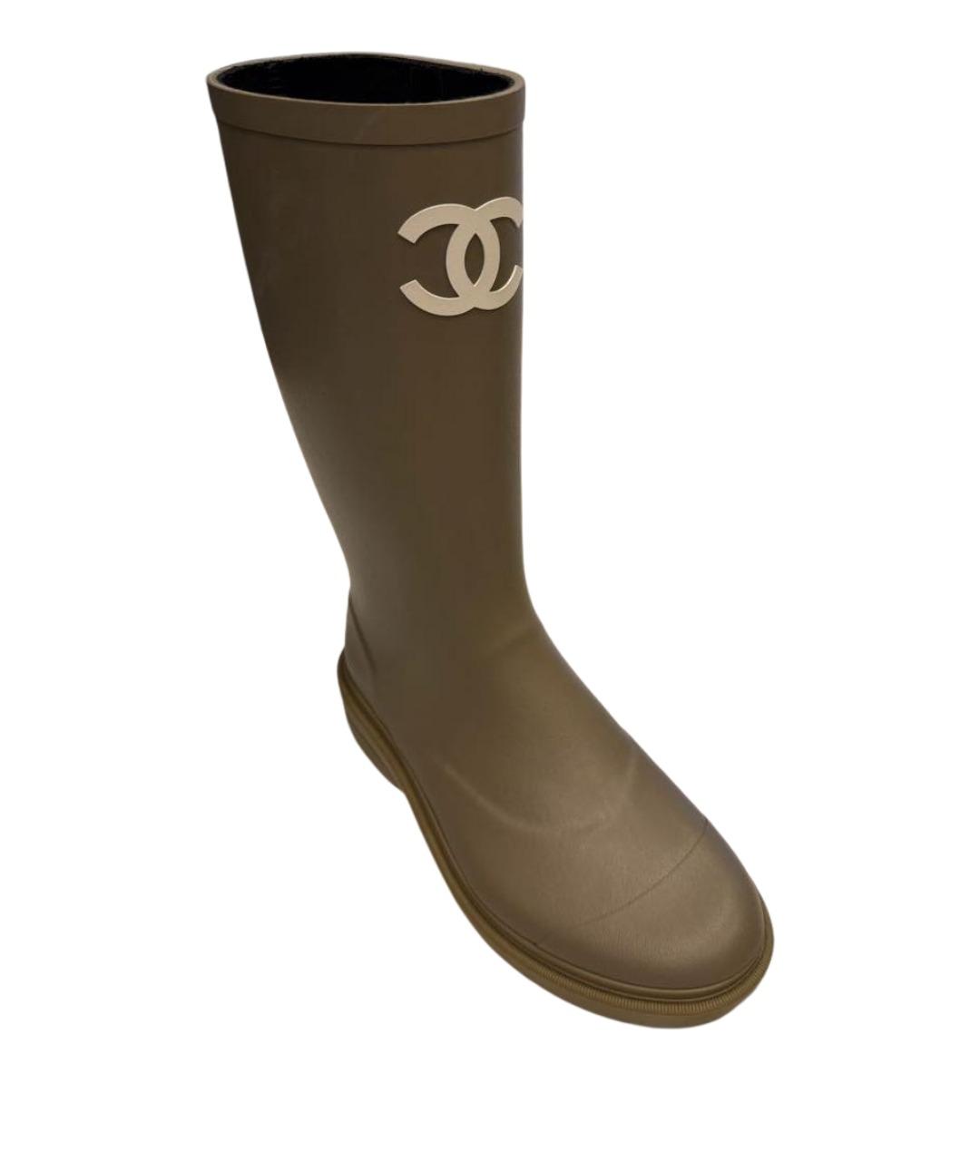CHANEL Хаки сапоги, фото 2