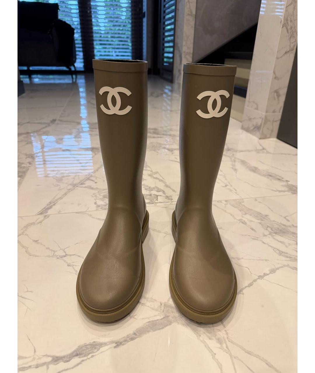 CHANEL Хаки сапоги, фото 3