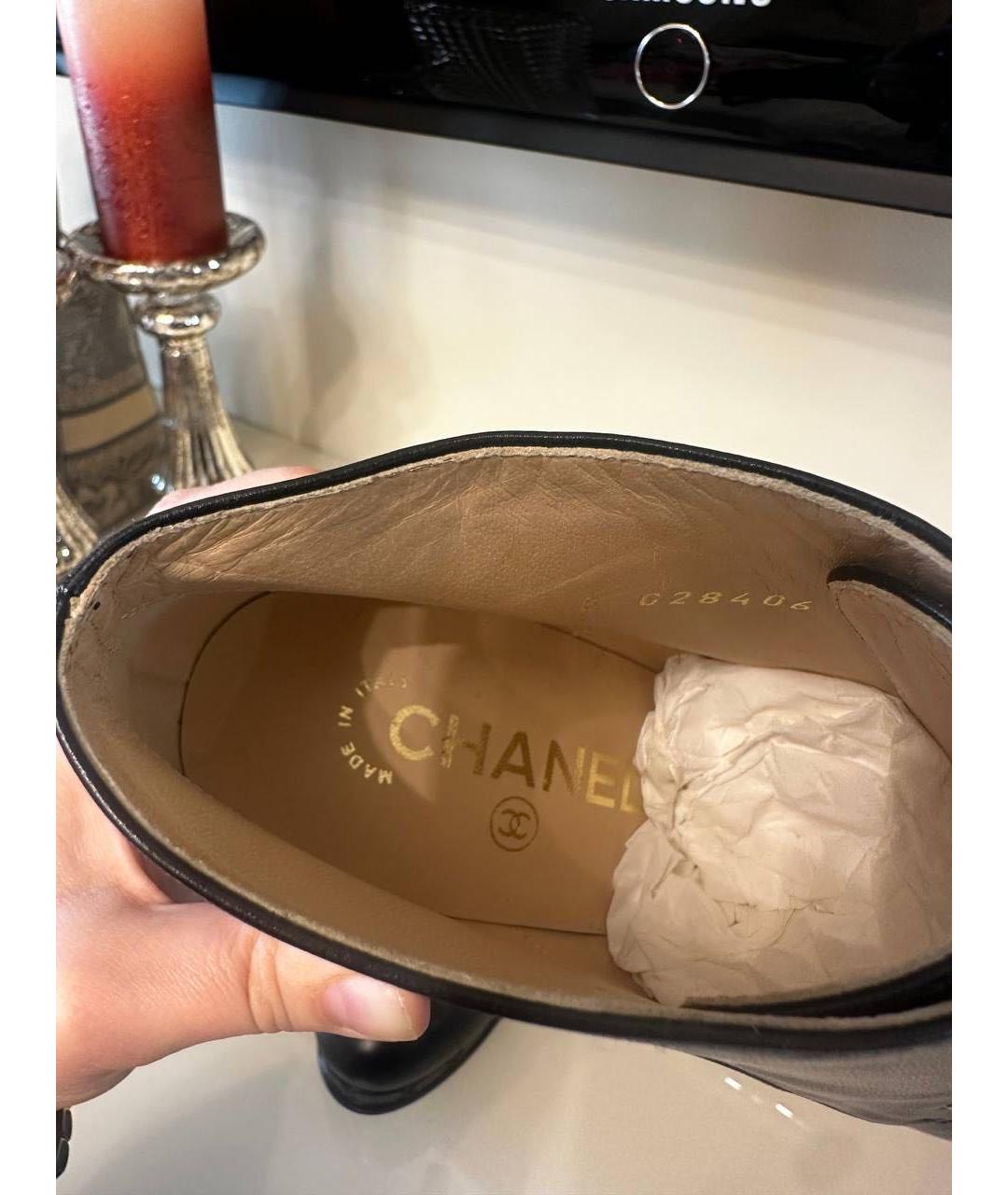 CHANEL Черные кожаные ботильоны, фото 5