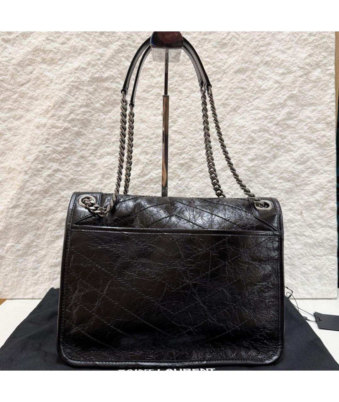 SAINT LAURENT Черная кожаная сумка через плечо, фото 3
