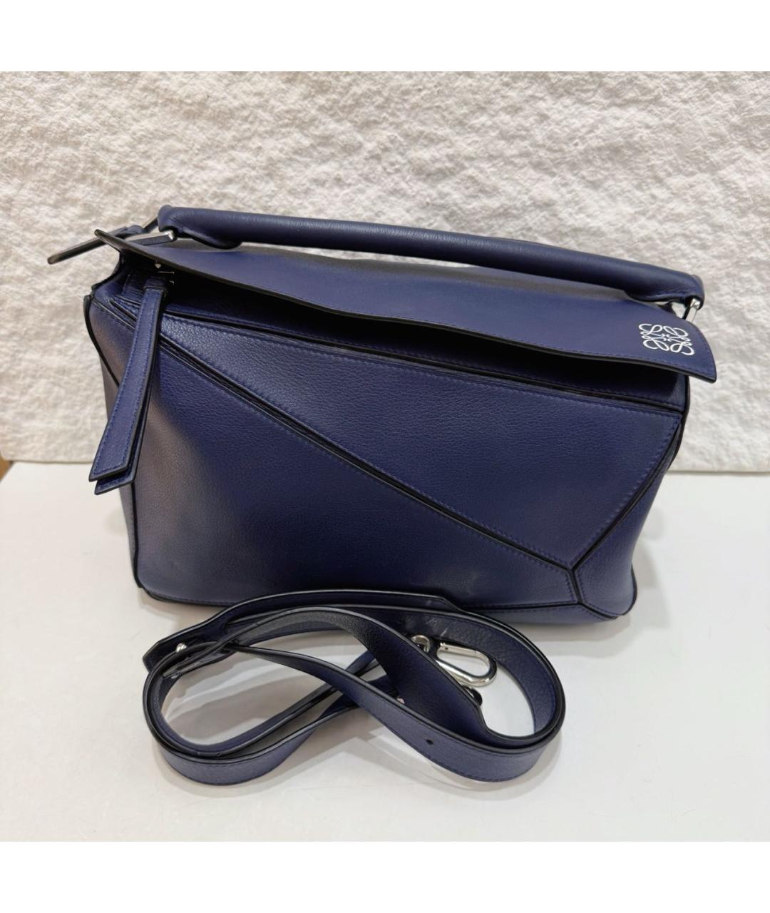 LOEWE Темно-синяя кожаная сумка через плечо, фото 3