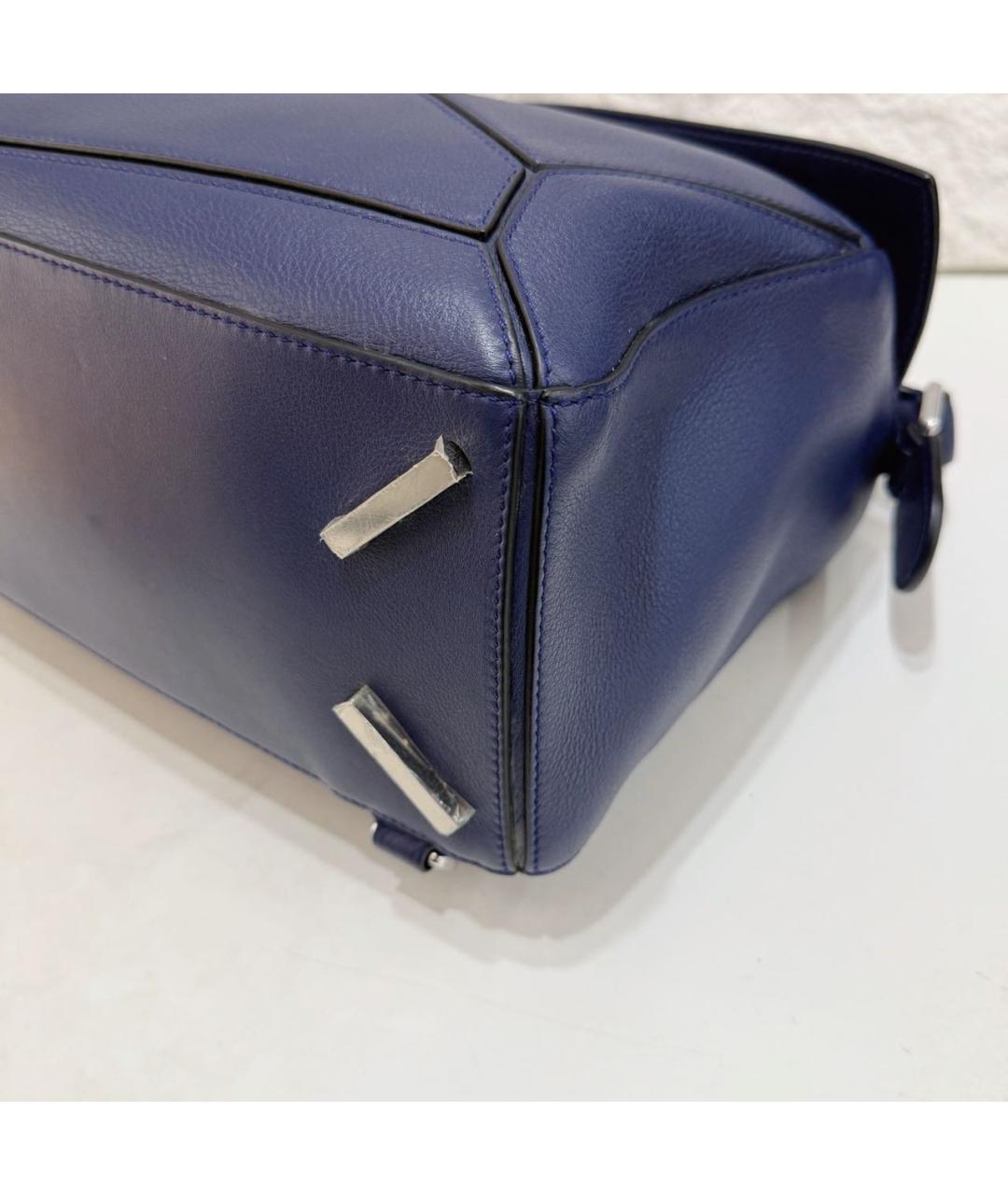 LOEWE Темно-синяя кожаная сумка через плечо, фото 5